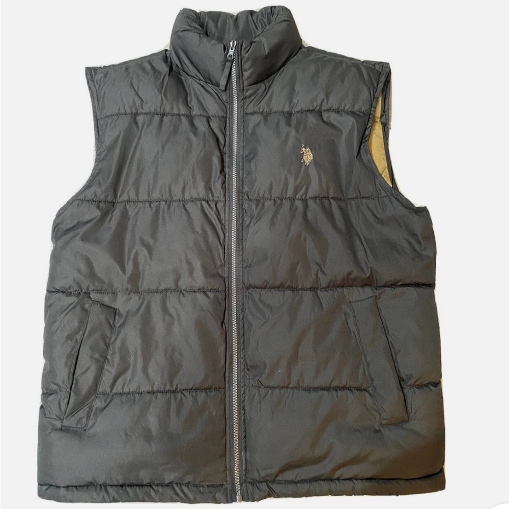U.S. Polo Assn. Black and Gold Puffer Vest